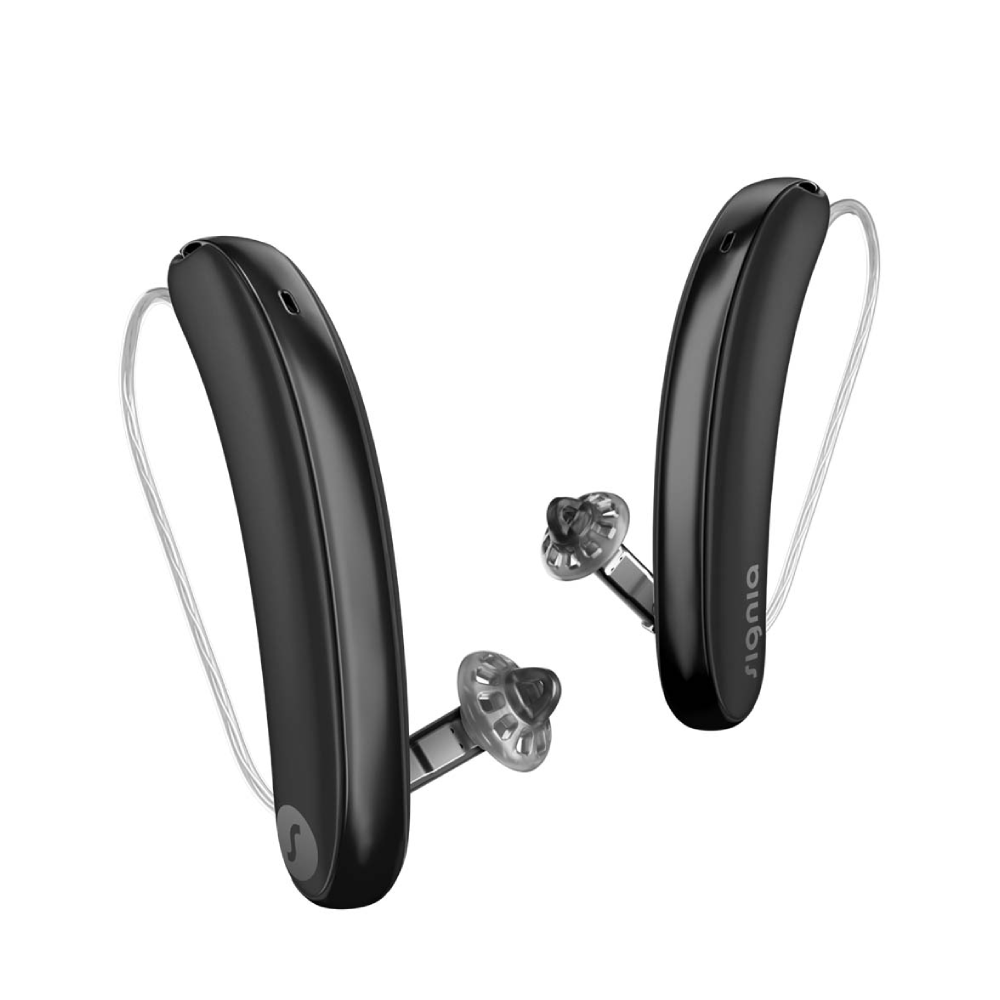 Styletto 7IX Slim RIC R Schwarz Schwarz glänzend Aide auditive