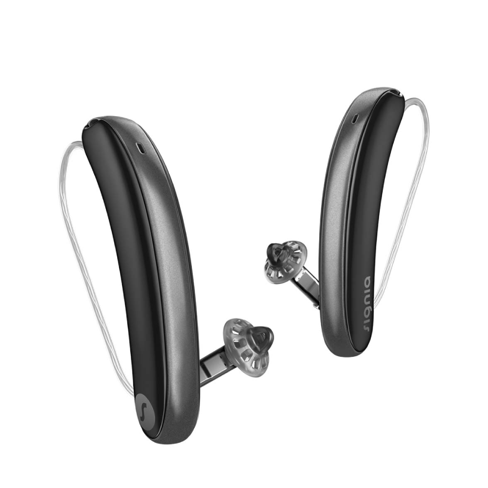 Styletto 7IX Slim RIC R Schwarz Graphit Aide auditive
